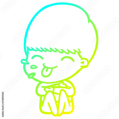 cold gradient line drawing cartoon rude man