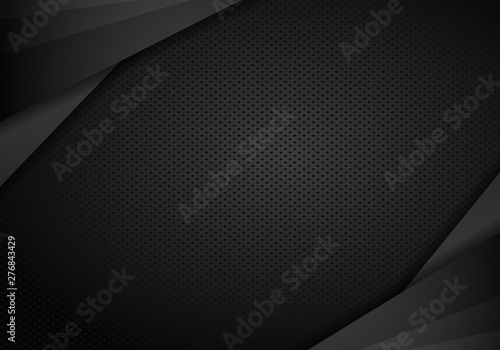 Tech dark design with perforated metal texture. Vector background