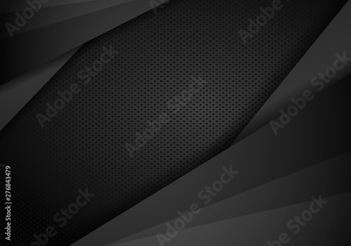 Tech dark design with perforated metal texture. Vector background