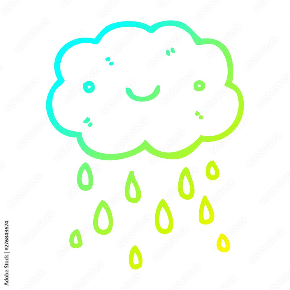 cold gradient line drawing cute cartoon cloud cold gradient line drawing cute cartoon cloud