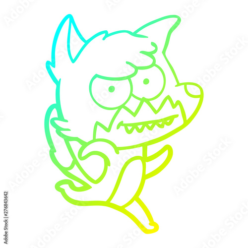 cold gradient line drawing cartoon grinning fox