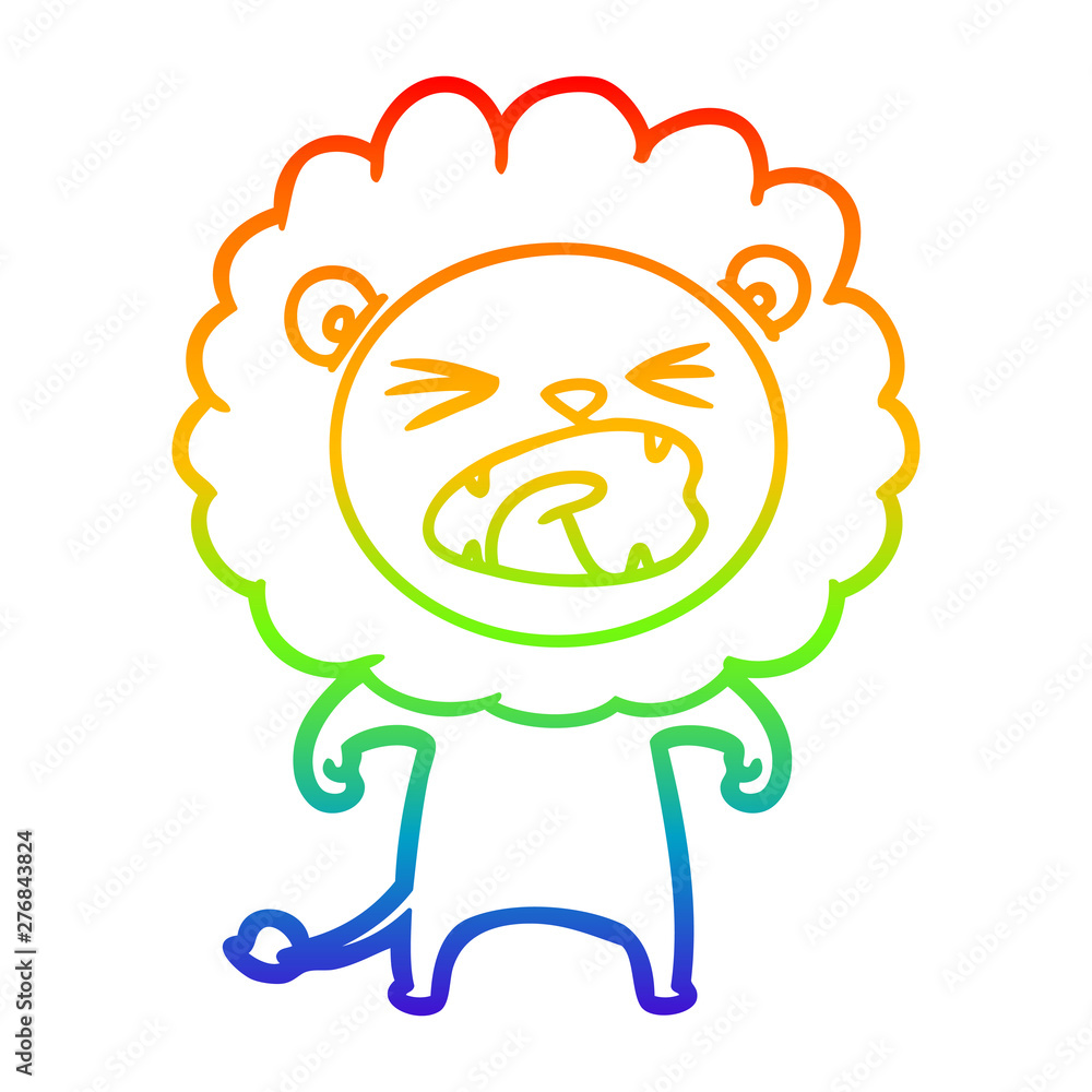 rainbow gradient line drawing cartoon angry lion rainbow gradient line drawing cartoon angry lion