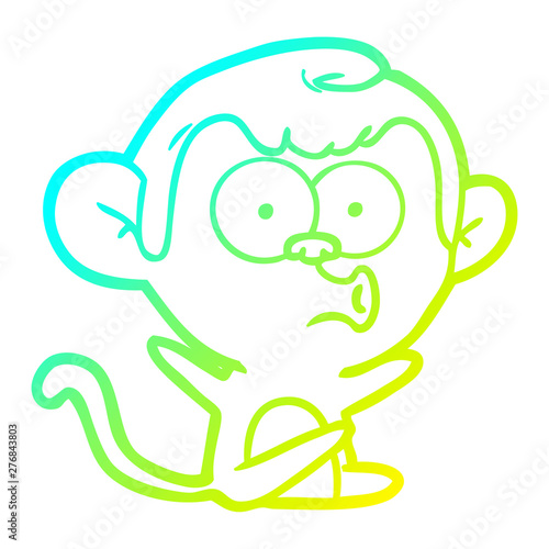 cold gradient line drawing cartoon hooting monkey