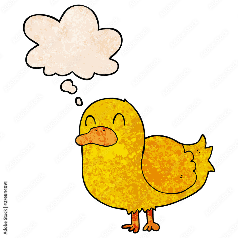 cartoon duck and thought bubble in grunge texture pattern style cartoon duck and thought bubble in grunge texture pattern style
