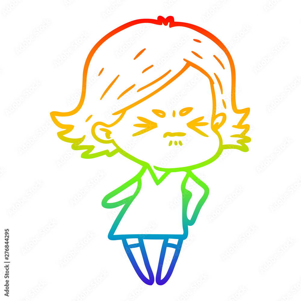rainbow gradient line drawing cartoon angry woman rainbow gradient line drawing cartoon angry woman