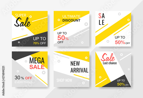 Super set sale and discount promo backgrounds with abstract geometric pattern. Modern promotion web banner for social media and mobile apps. Email and newsletter layouts
