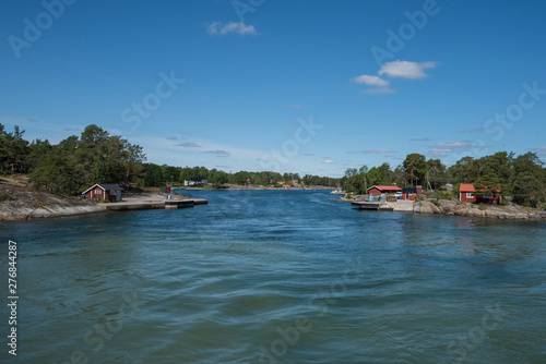 Islands in the Stockholm outer archipelago a sunny sommer day around the bay Bergbofjärden at the island Möja