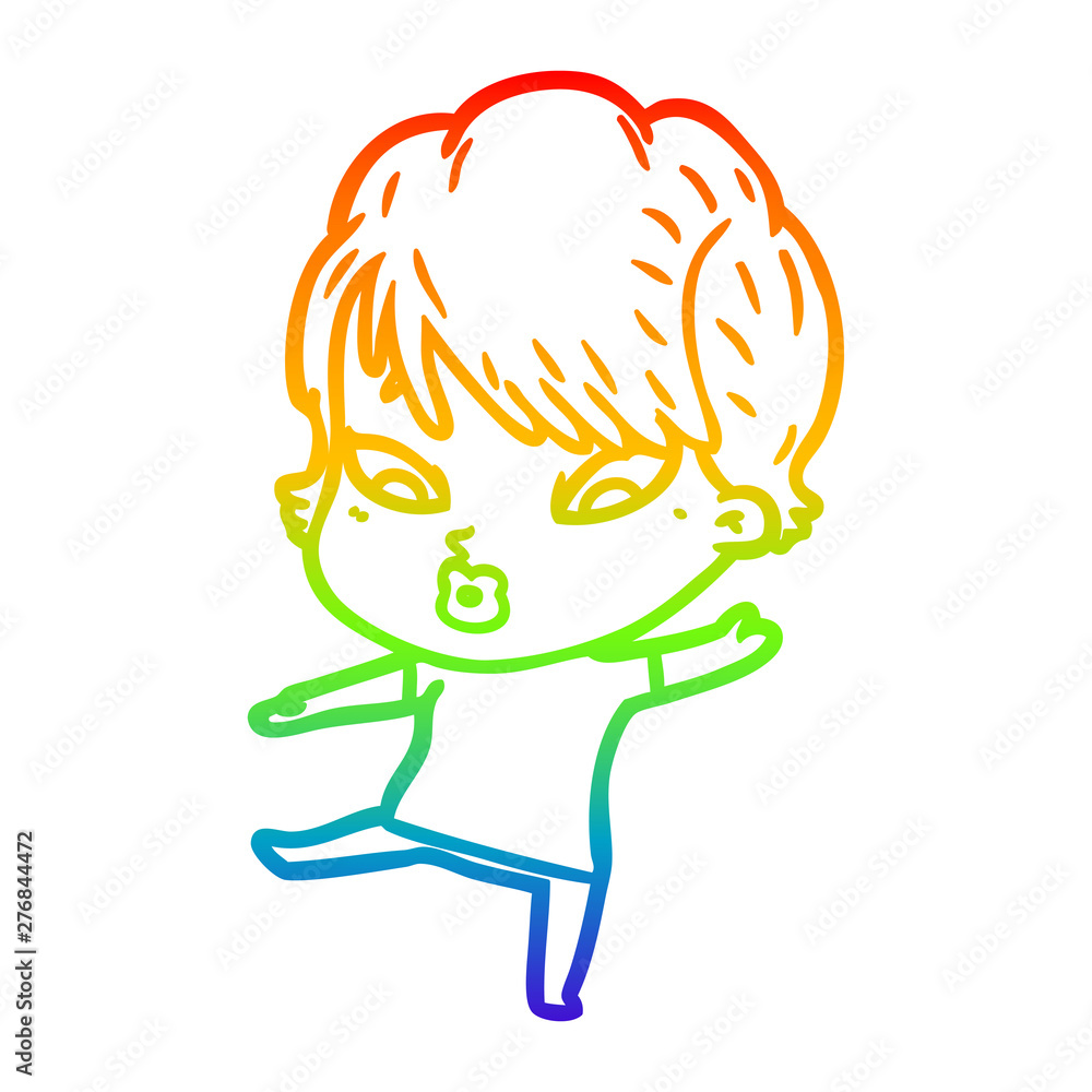 rainbow gradient line drawing cartoon woman rainbow gradient line drawing cartoon woman
