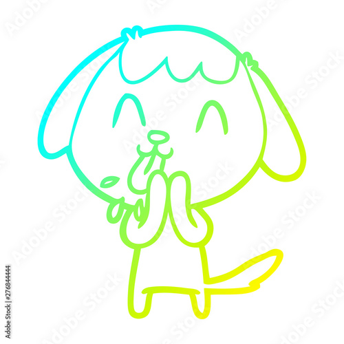 cold gradient line drawing cute cartoon dog