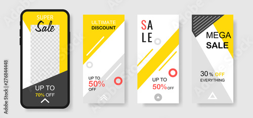 Trendy editable template sale banner for social networks stories. Design backgrounds for social media, landing page, website, mobile app, poster, flyer, coupon, gift card, web design