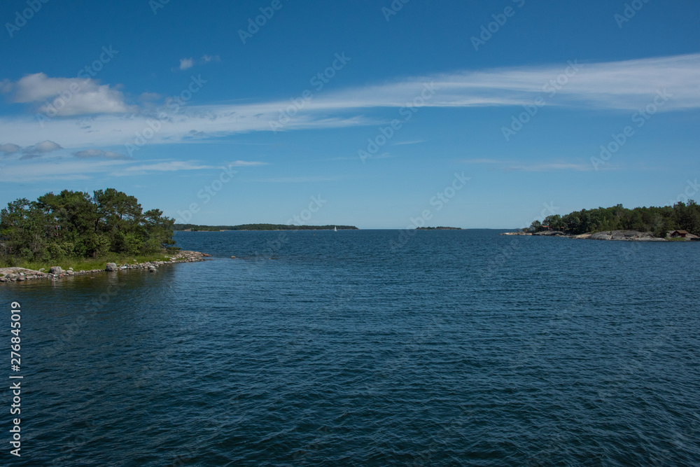 Islands in the Stockholm outer archipelago a sunny sommer day around the bay Bergbofjärden at the island Möja Islands in the Stockholm outer archipelago a sunny sommer day around the bay Bergbofjärden at the island Möja