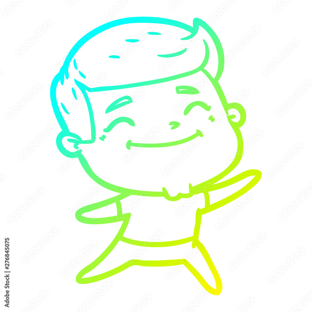 cold gradient line drawing happy cartoon man cold gradient line drawing happy cartoon man