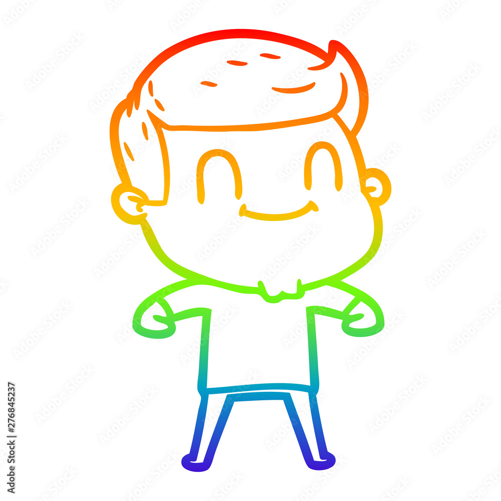 rainbow gradient line drawing cartoon friendly man rainbow gradient line drawing cartoon friendly man