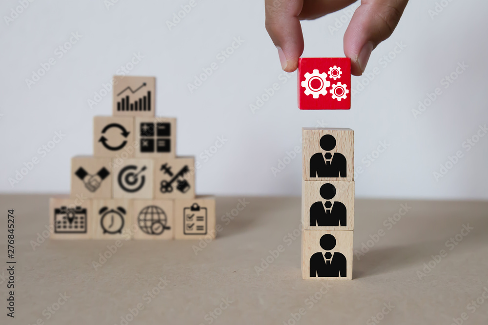 Leadership, Teamwork and Business Wood Block Concept. Leadership, Teamwork and Business Wood Block Concept.