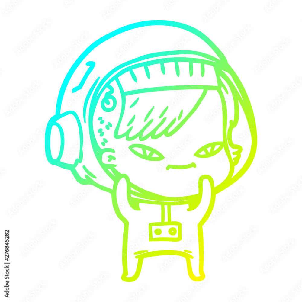 cold gradient line drawing cartoon astronaut woman cold gradient line drawing cartoon astronaut woman