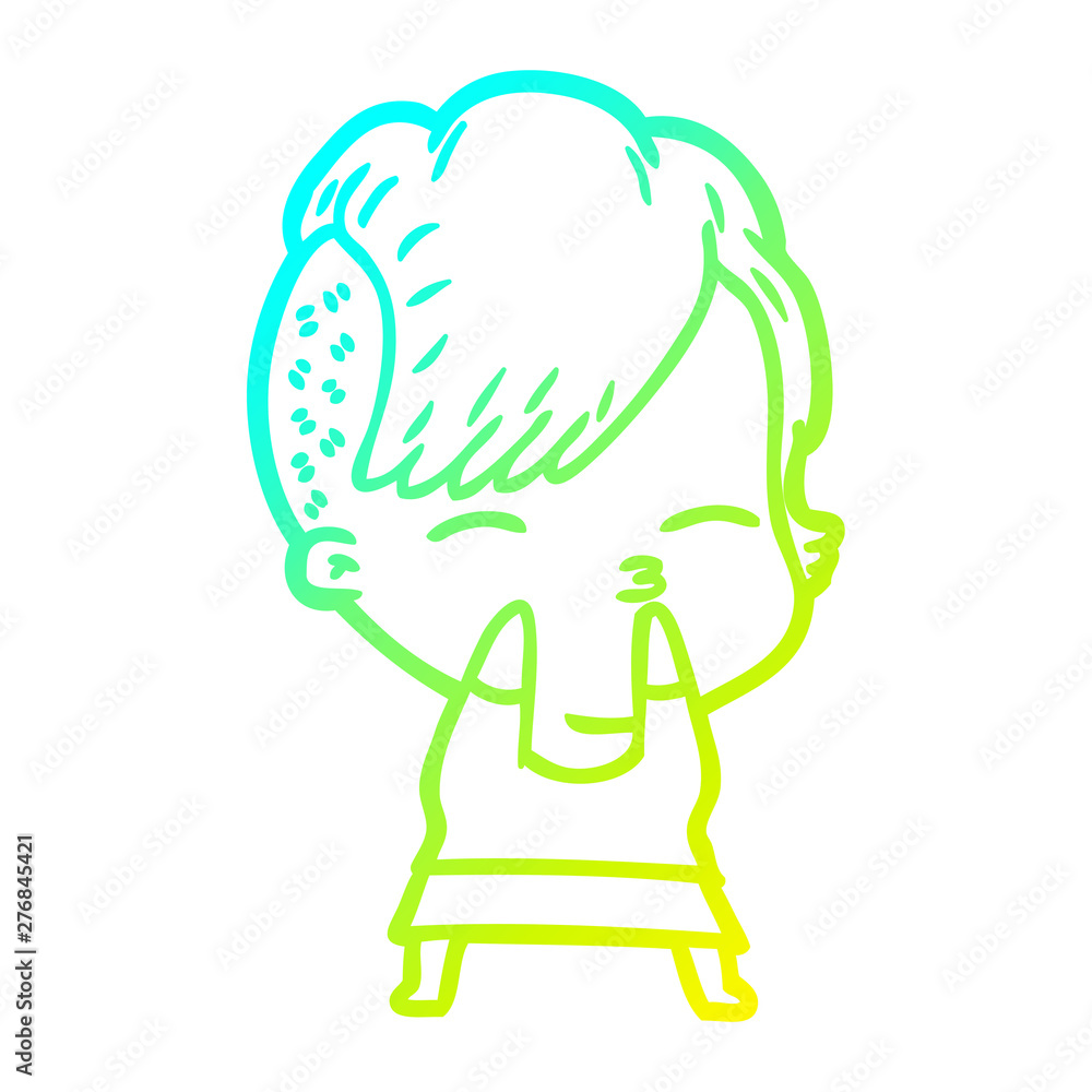 cold gradient line drawing cartoon squinting girl cold gradient line drawing cartoon squinting girl
