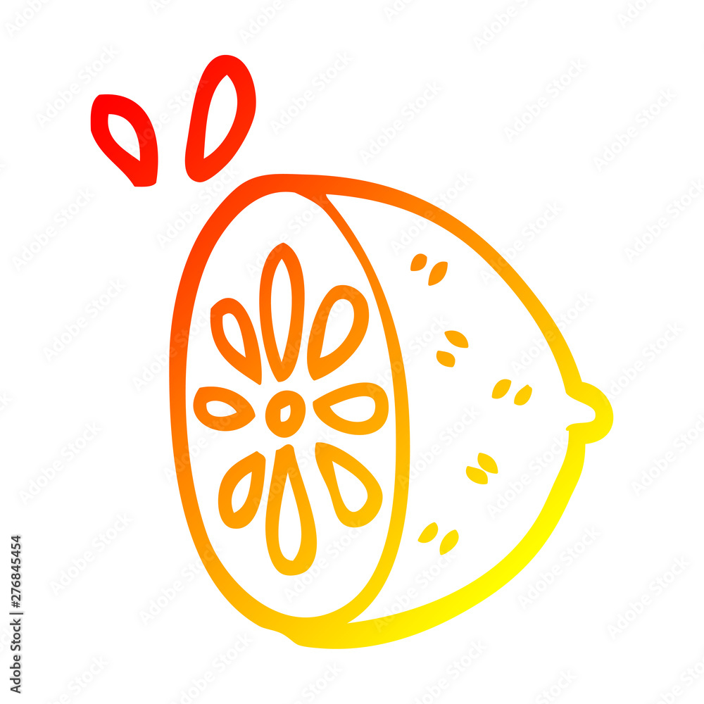 Obraz premium warm gradient line drawing cartoon lime fruit
