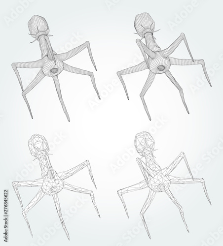 3d model of a bacteriophage, an artificial microorganism for the treatment of deadly diseases. future of medicine