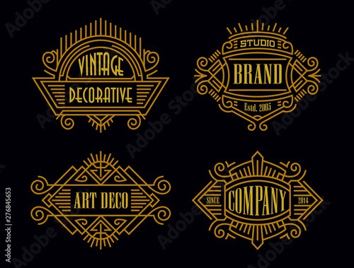 Vintage Badges Minimalism Line Art Ornament Frame Decorative Graphic Design Element