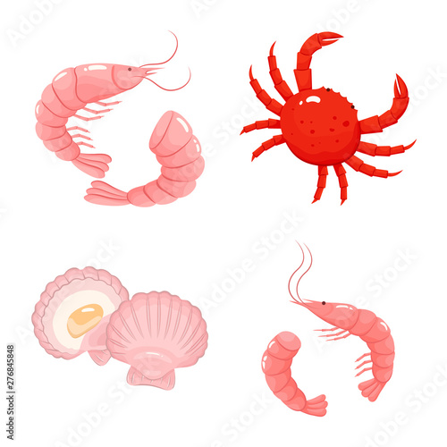 Vector illustration of food and sea sign. Set of food and healthy vector icon for stock.