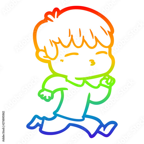 rainbow gradient line drawing cartoon curious boy