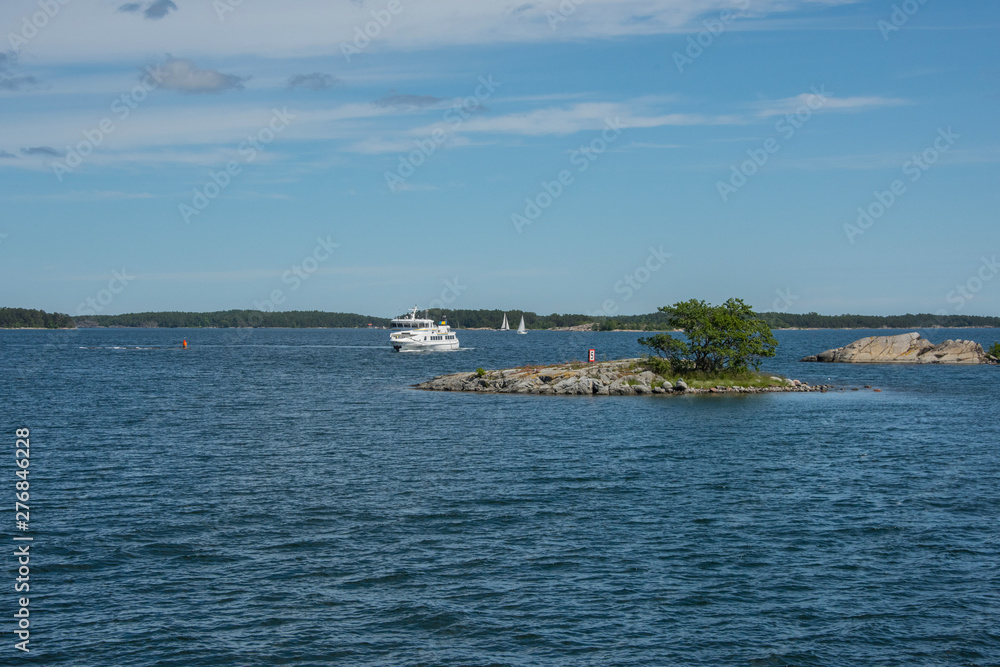 Islands in the Stockholm outer archipelago a sunny sommer day at the bay Långvik
