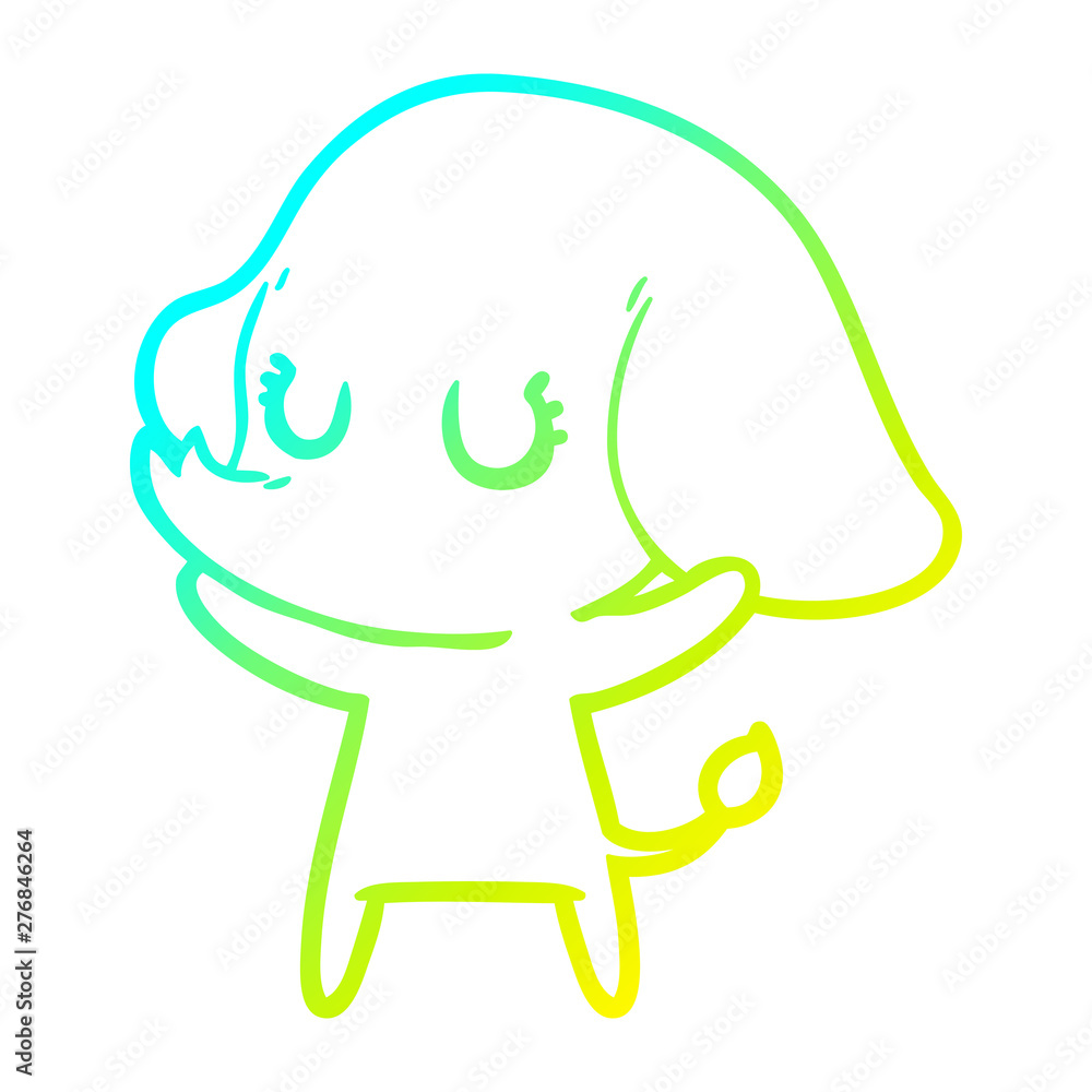cold gradient line drawing cute cartoon elephant cold gradient line drawing cute cartoon elephant