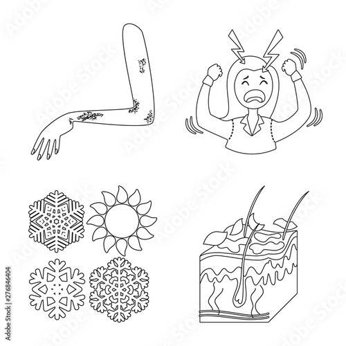 Isolated object of disease and healthcare icon. Collection of disease and pain stock symbol for web.