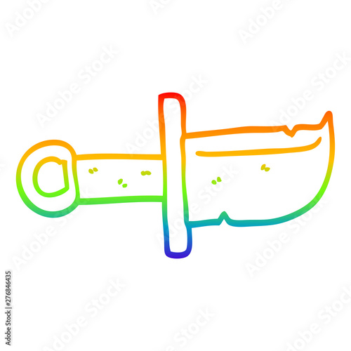 rainbow gradient line drawing cartoon dagger