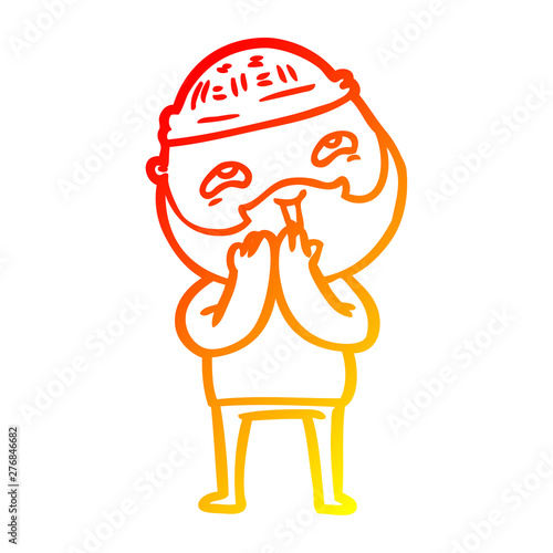warm gradient line drawing cartoon happy bearded man