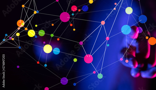 Cuadro en lienzo touching global network and data customer connection