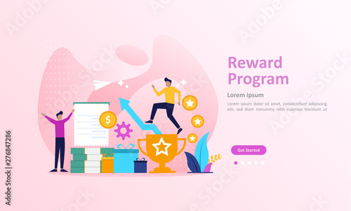 Earn Point concept, Loyalty program and get rewards, Suitable for web landing page, ui, mobile app, banner template. Vector Illustration. 