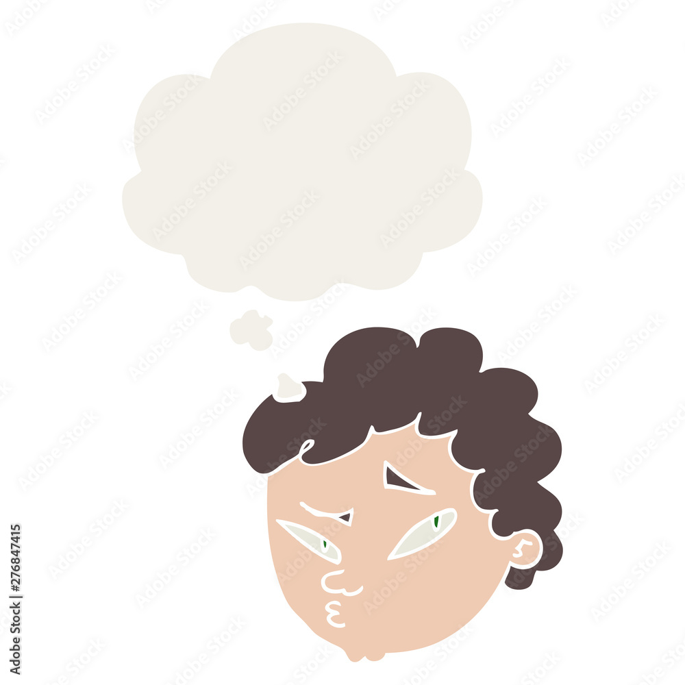 cartoon suspicious man and thought bubble in retro style cartoon suspicious man and thought bubble in retro style