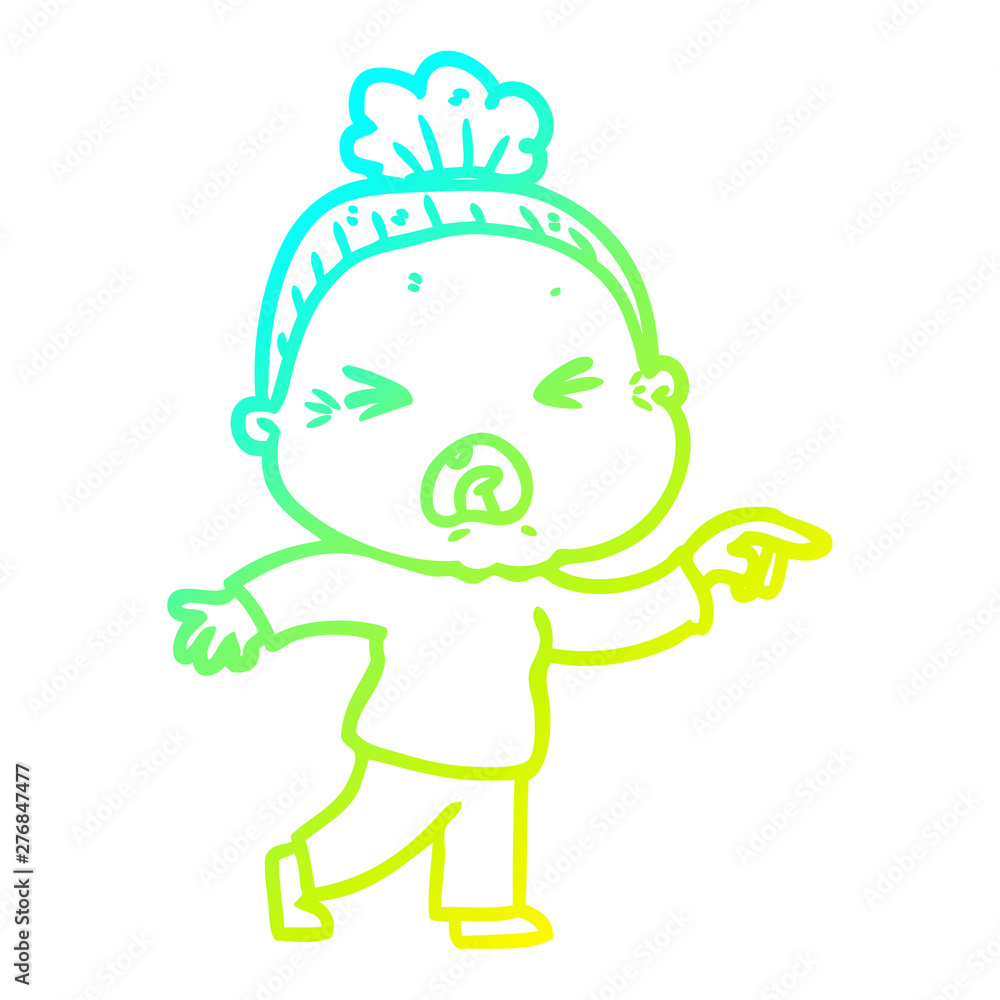 cold gradient line drawing cartoon angry old woman cold gradient line drawing cartoon angry old woman