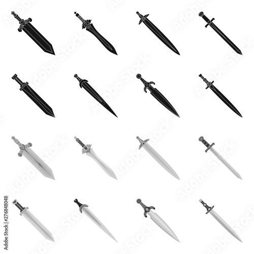 Vector illustration of game and armor sign. Collection of game and blade vector icon for stock.