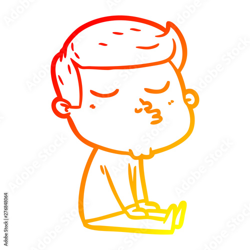 warm gradient line drawing cartoon model guy pouting
