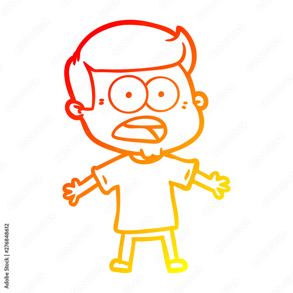 Fototapeta premium warm gradient line drawing cartoon shocked man