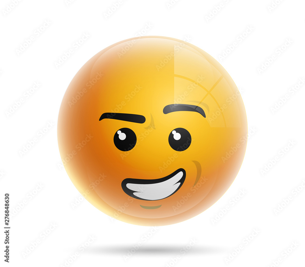 Fototapeta premium single icon yellow color head emoticon emoji isolated on white background. 3D realistic icon yellow face with emoticon emoji for Social Network