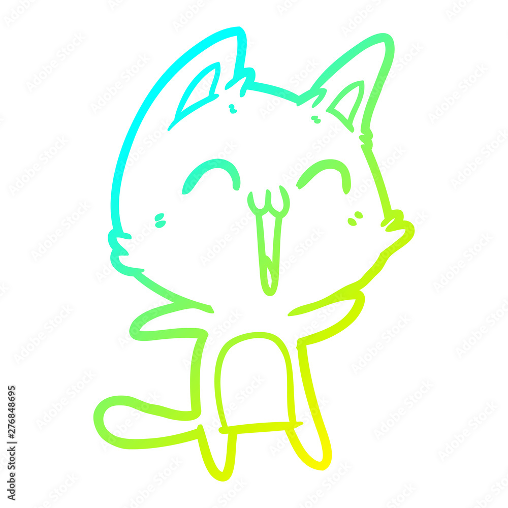 cold gradient line drawing happy cartoon cat cold gradient line drawing happy cartoon cat
