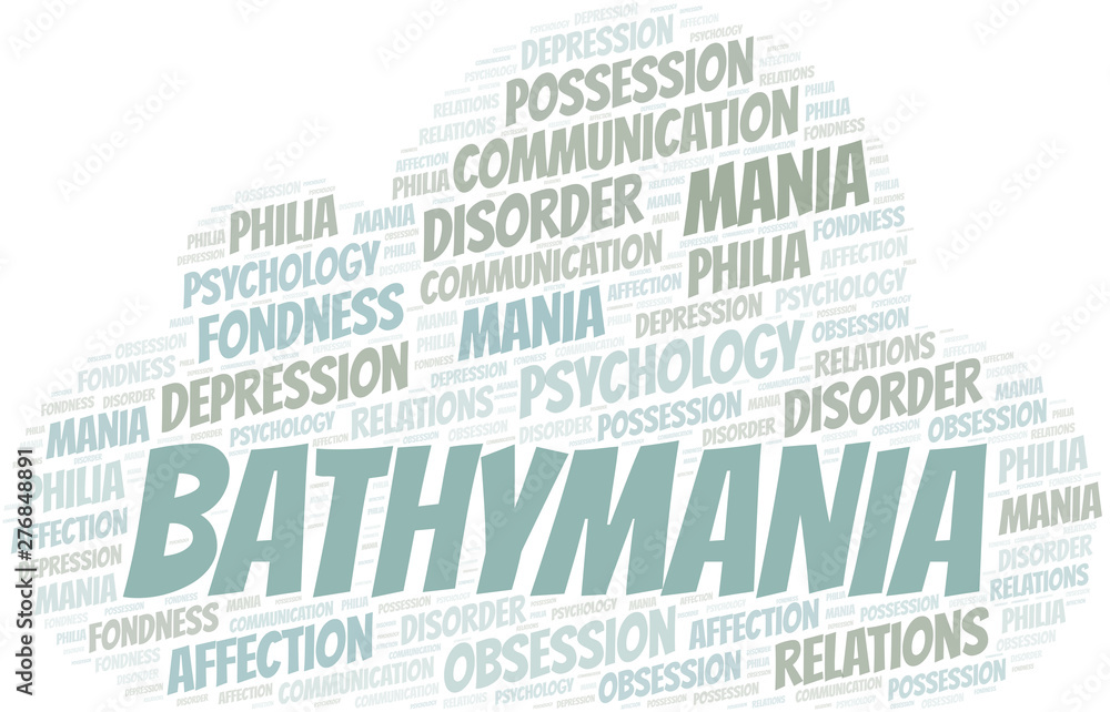 Obraz premium Bathymania word cloud. Type of mania, made with text only.
