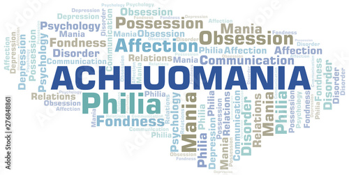 Achluomania word cloud. Type of mania, made with text only.