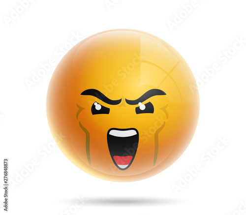 single icon yellow color head emoticon emoji isolated on white background. 3D realistic icon yellow face with emoticon emoji for Social Network