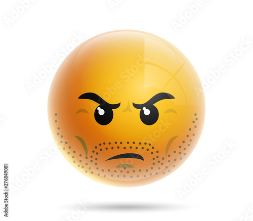 single icon yellow color head emoticon emoji isolated on white background. 3D realistic icon yellow face with emoticon emoji for Social Network