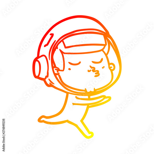 warm gradient line drawing cartoon confident astronaut