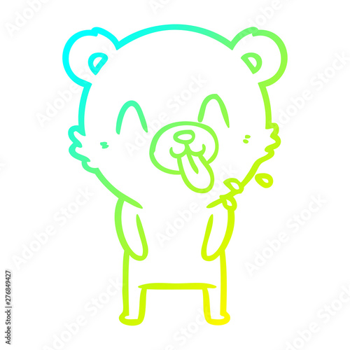 cold gradient line drawing rude cartoon bear