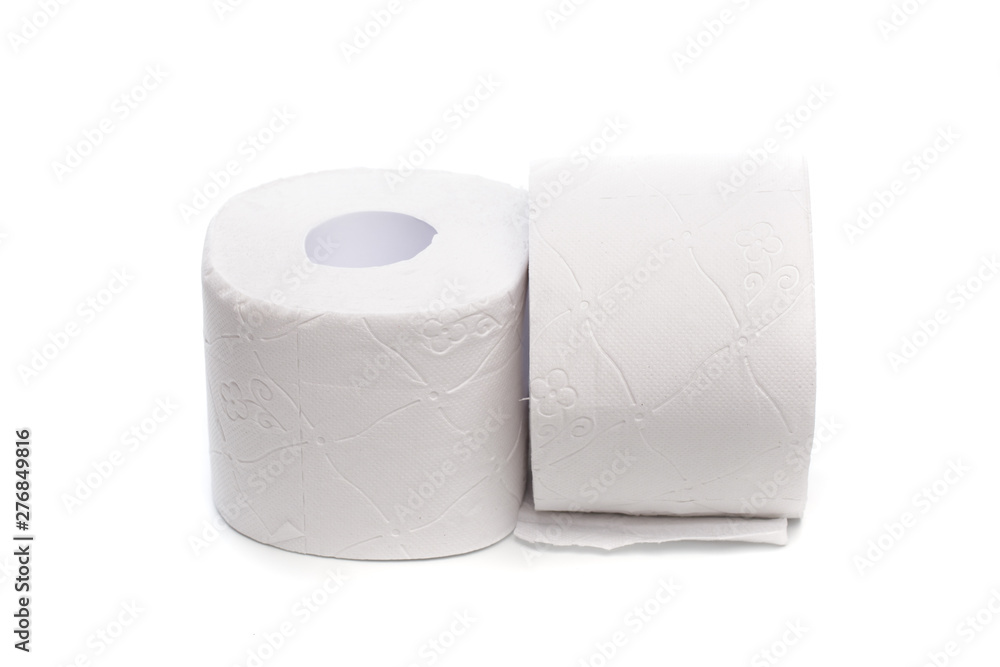 Roll of toilet paper or tissue isolated on white background . Roll of toilet paper or tissue isolated on white background .