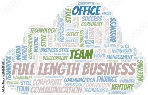 Full Length Business word cloud. Collage made with text only.