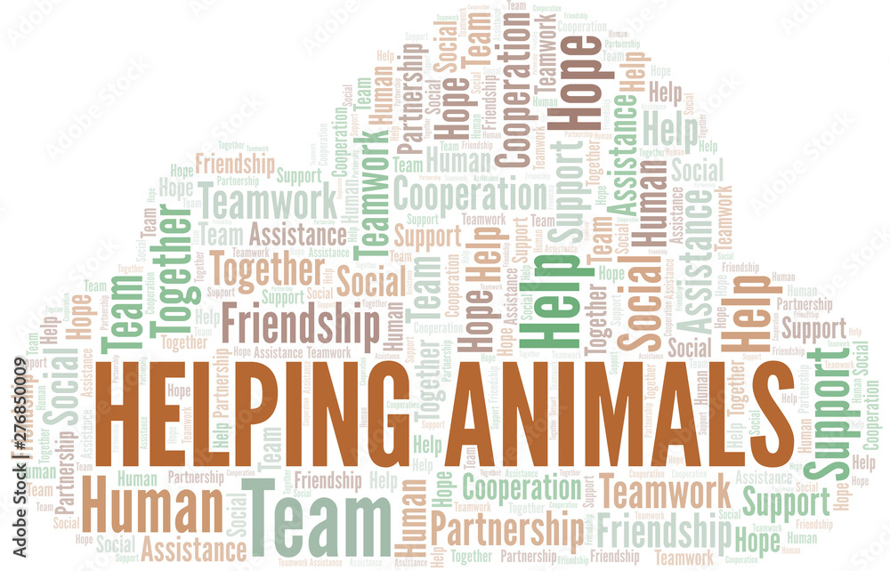 Obraz premium Helping Animals word cloud. Vector made with text only.