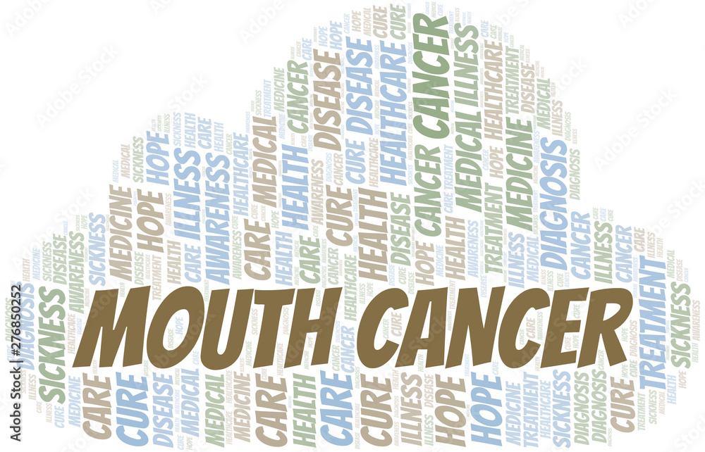 Mouth Cancer word cloud. Vector made with text only.