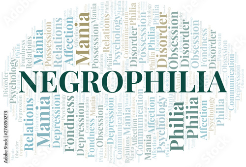 Negrophilia word cloud. Type of Philia.